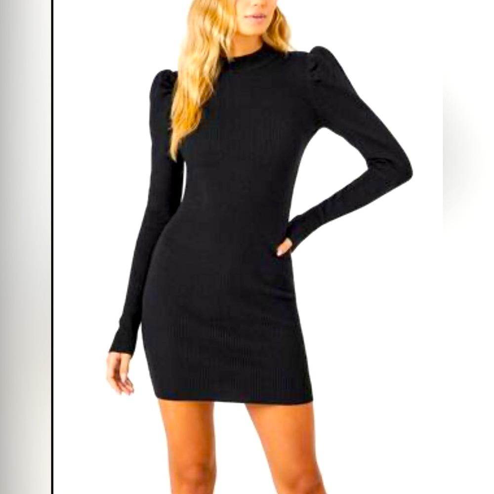 NWT EXPRESS Long Sleeve Puff Shoulder Dress Size XXS